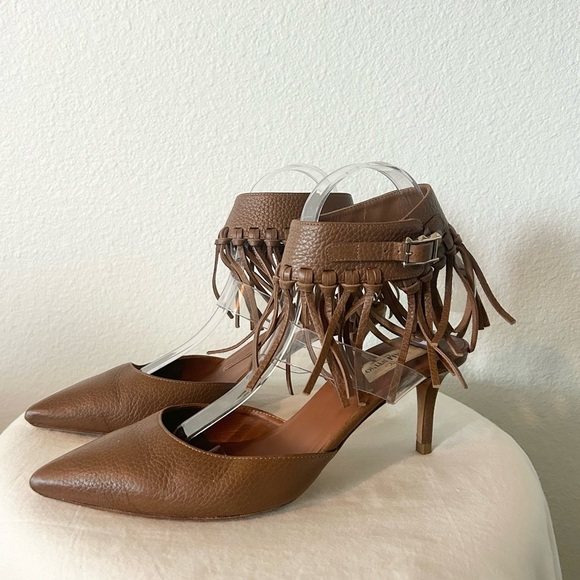 Valentino Garavani Brown Fringe Heels - Picture 3 of 13